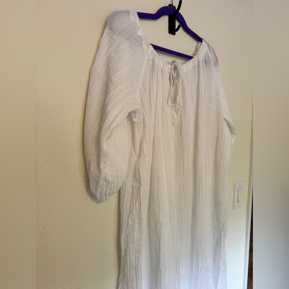 Vitamin A Costa Caftan Gauze Swim Cover Up Maxi Size Small White Beach Pool EUC - Picture 5 of 10
